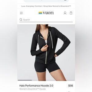 Vuori Black Halo Performance Hoodie SZ XS